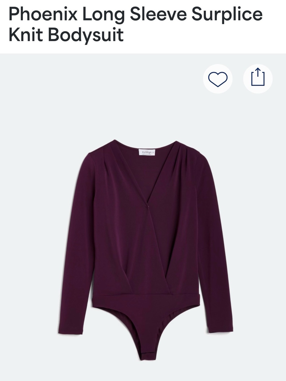 Kaileigh: Phoenix Long Sleeve Surplice Knit Bodysuit (Dark Purple)